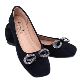 Serna Nero Ballerinas aus Veloursleder mit Schleife schwarz