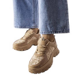 Dunkelbeige klobige Sneaker