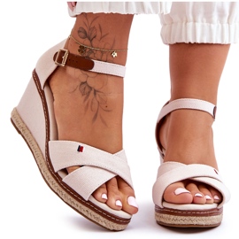 Damen-Keilsandalen Hellbeige Janet