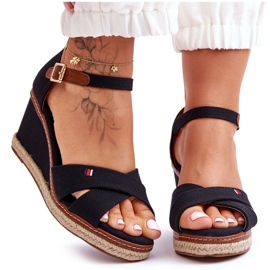 Damen-Keilsandalen Schwarz Janet