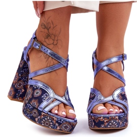 Sandalen mit Lederabsätzen Maciejka 06084-17 Marineblau