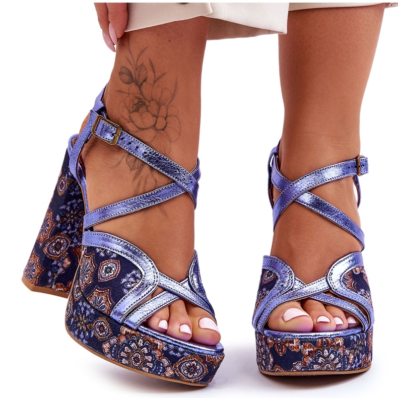 Sandalen mit Lederabsätzen Maciejka 06084-17 Marineblau