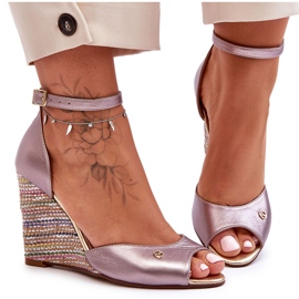 Keilsandaletten aus Leder Laura Messi 2603/783 Silber