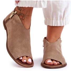 Niedrige Wildlederstiefel Sandalen Nicole 2799/023 Beige