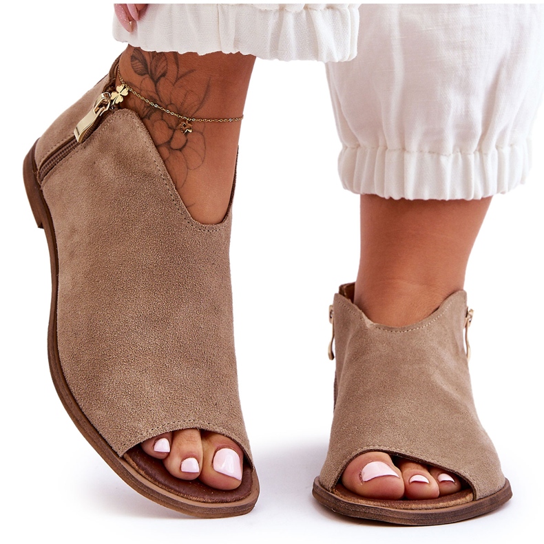 Niedrige Wildlederstiefel Sandalen Nicole 2799/023 Beige