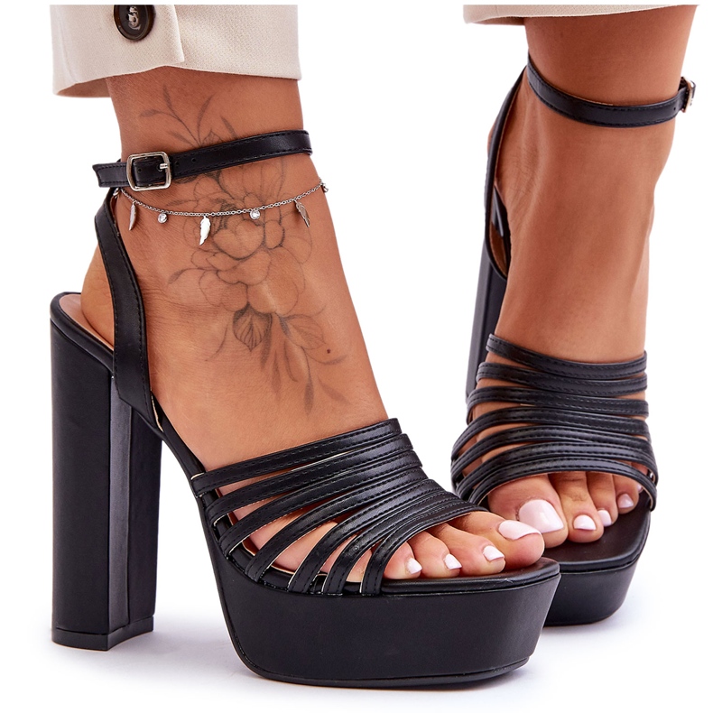 Sandalen mit hohem Absatz, schwarze Maya