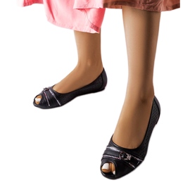 Schwarze durchbrochene Ballerinas mit Strasssteinen von Creek