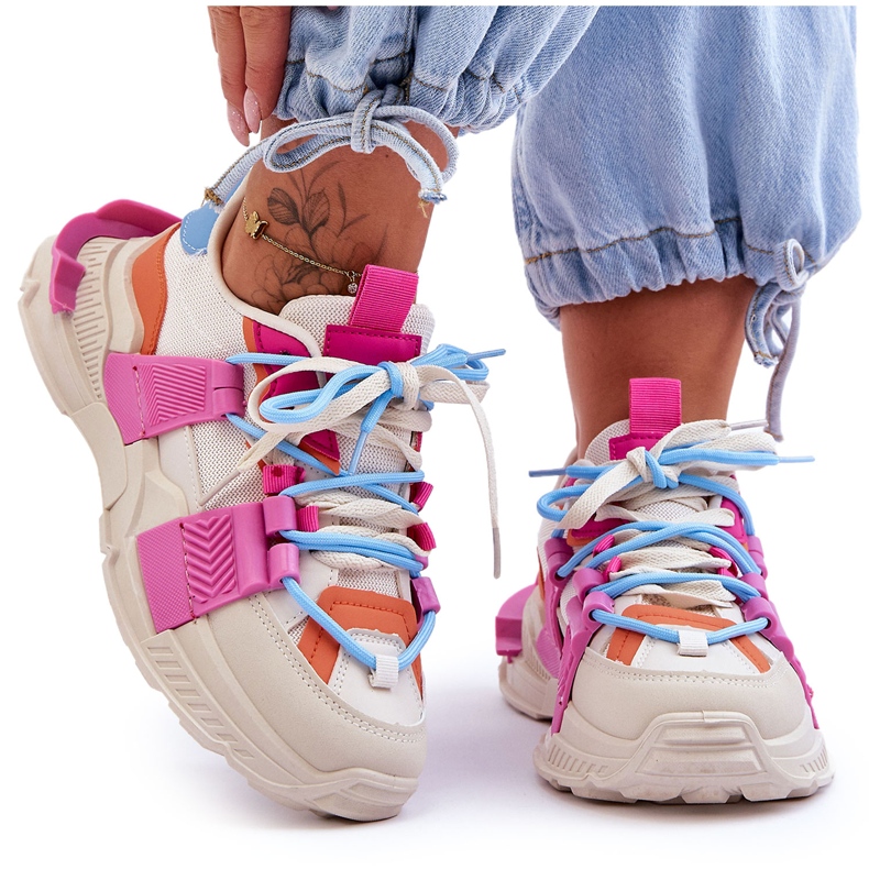 PS1 Modische Schnür-Sportschuhe für Damen Beige-Pink Chillout!