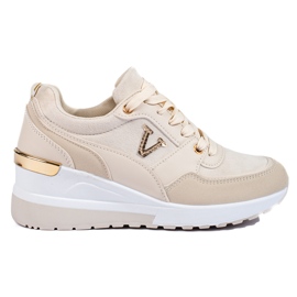 Damen Keil Turnschuhe beige Shelovet