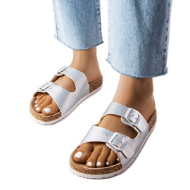 Lee Cooper LCW-22-35-1151L silberne Pantoletten silber-