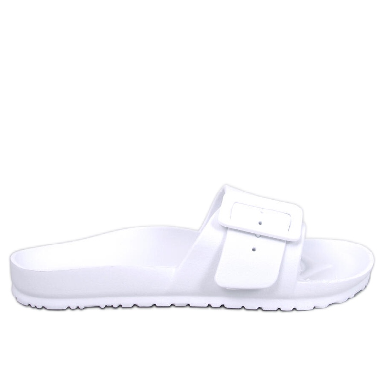 Gummipantoffeln mit einer Romero White-Schnalle weiß