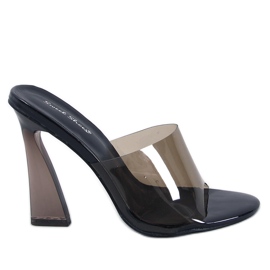 Schwarze, transparente Pantoletten mit Absatz von Seymour