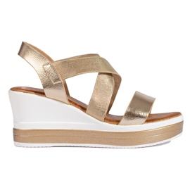 Goldene Keilsandaletten von Shelovet