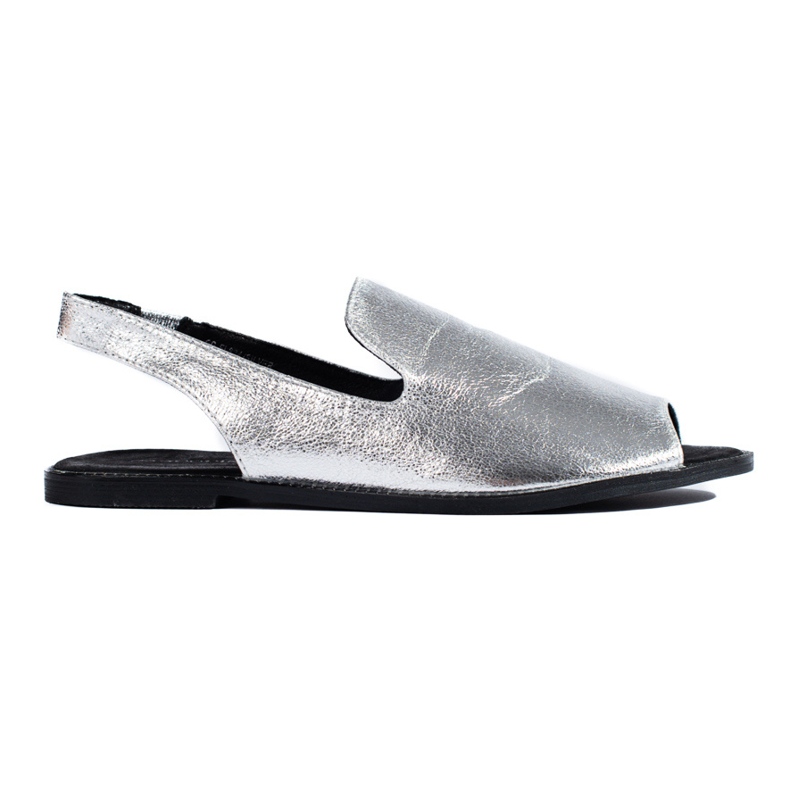 Shelovet silberne Wildledersandalen mit offener Zehenpartie für Damen silber-