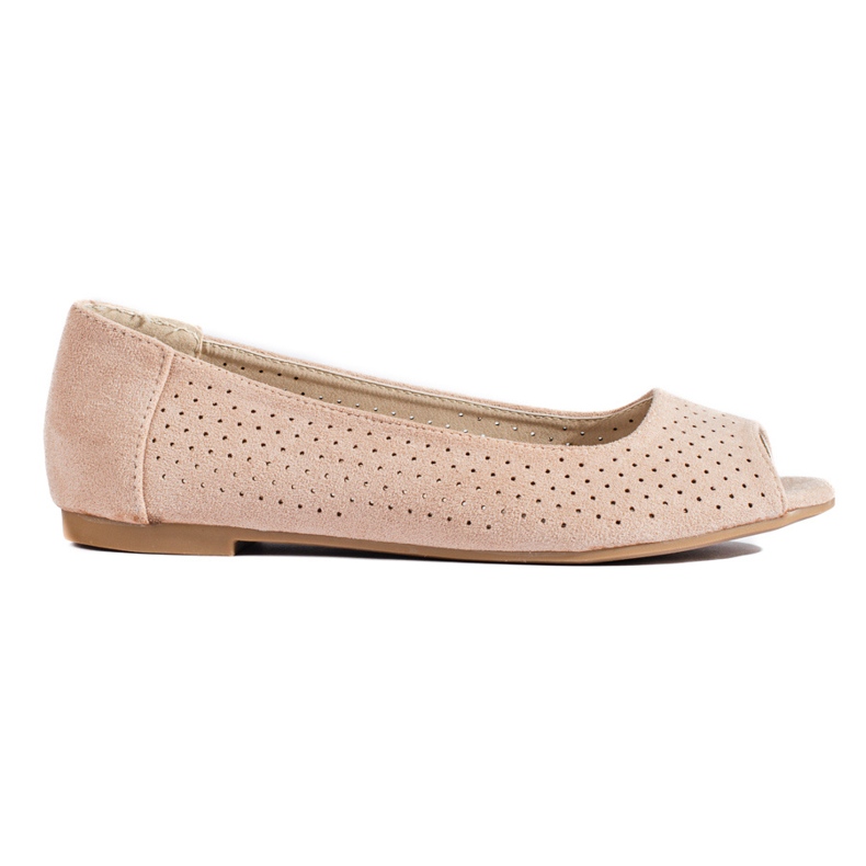 Beige durchbrochene Ballerinas für Damen Shelovet