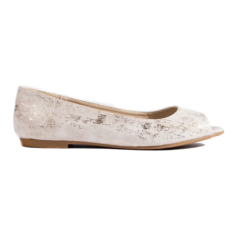 Goldene Shelovet-Ballerinas für Damen mit offener Zehenpartie