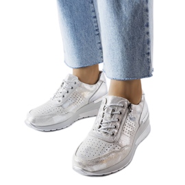 Goodin Jazzar silberne durchbrochene Lederschuhe silber-