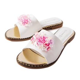 Inna Weiße Hausschuhe mit Lowa-Kristallen