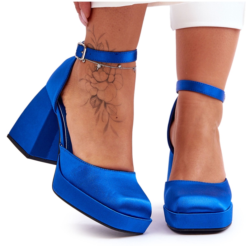 Modische Pumps auf massiven Absätzen Blue Sandia blau