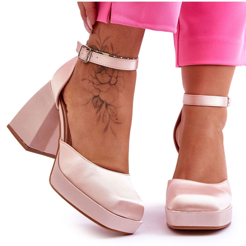 Modische Pumps auf massiven Absätzen Beige Sandia