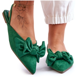 Slip-On-Ballerinas für Damen mit Schleife in Grün Nadine