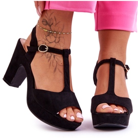Felicia schwarze Wildleder-Sandalen mit hohem Absatz