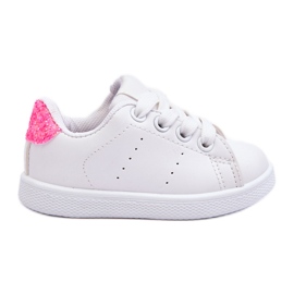 FR1 Kinder-Sportschuhe Weiß-Neonpink glänzend