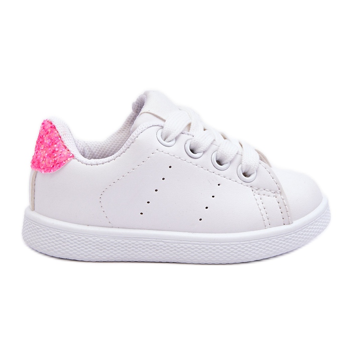 FR1 Kinder-Sportschuhe Weiß-Neonpink glänzend