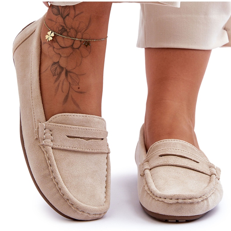 Damen-Loafer aus Wildleder in Beige von Lenvie