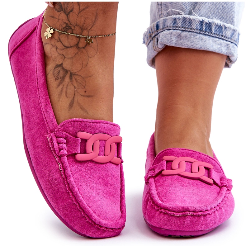 Modische Wildleder-Loafer für Damen in Pink von Rabell rosa
