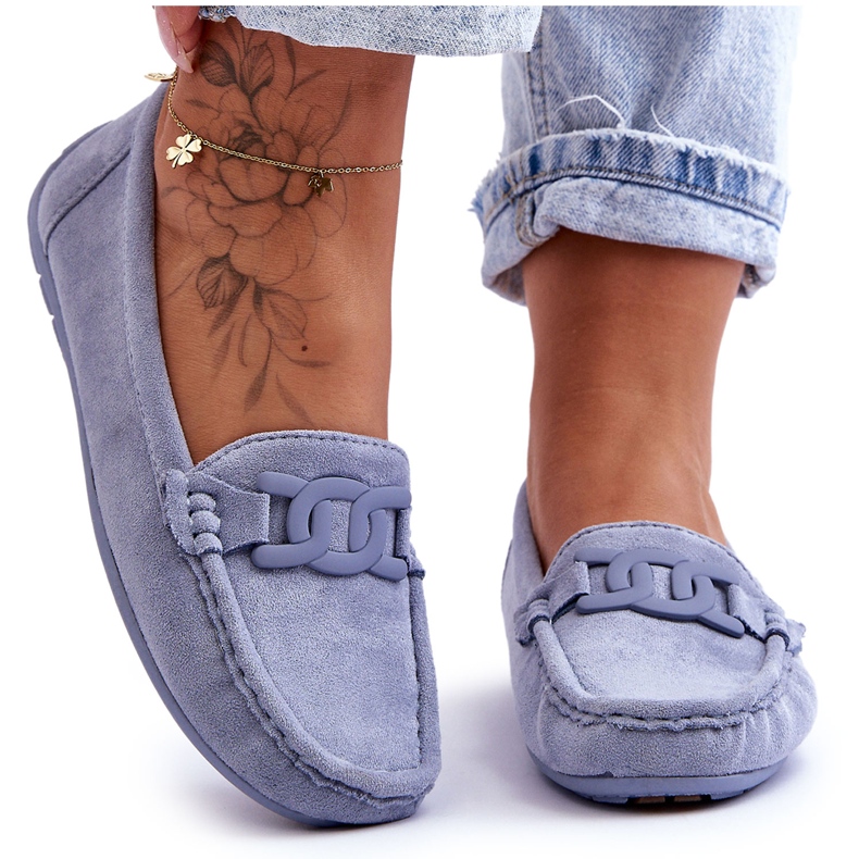 Modische Rabell-Loafer aus blauem Wildleder für Damen