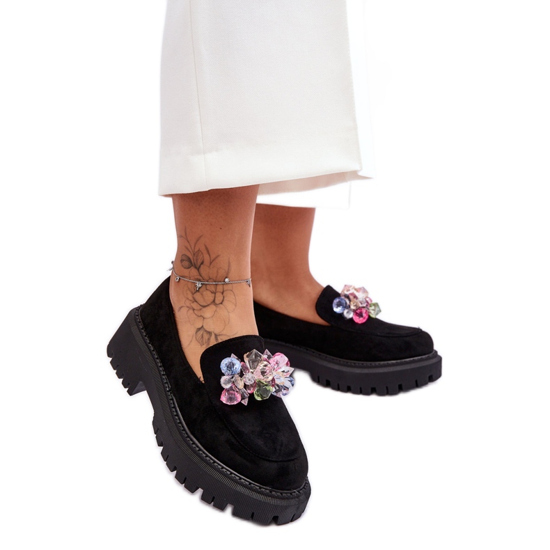 PS1 Damen-Crystal-Loafer Schwarz Avril