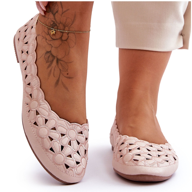 PE1 Durchbrochene, glänzende Ballerinas für Damen in Pink Visionary rosa