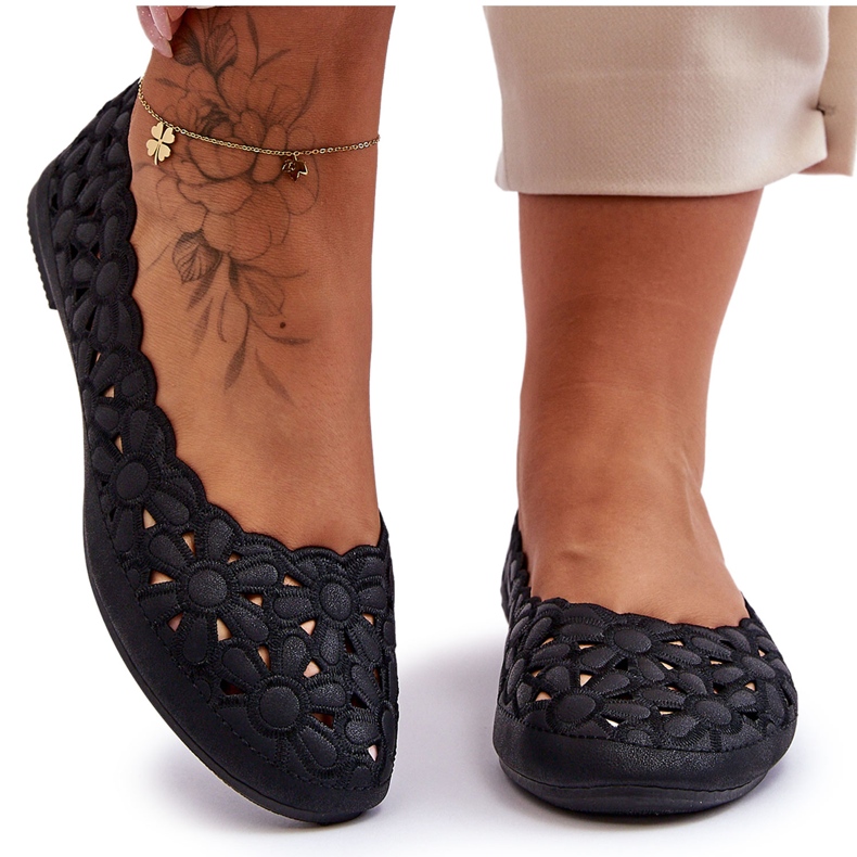 PE1 Durchbrochene Ballerinas für Damen in Schwarz Visionary