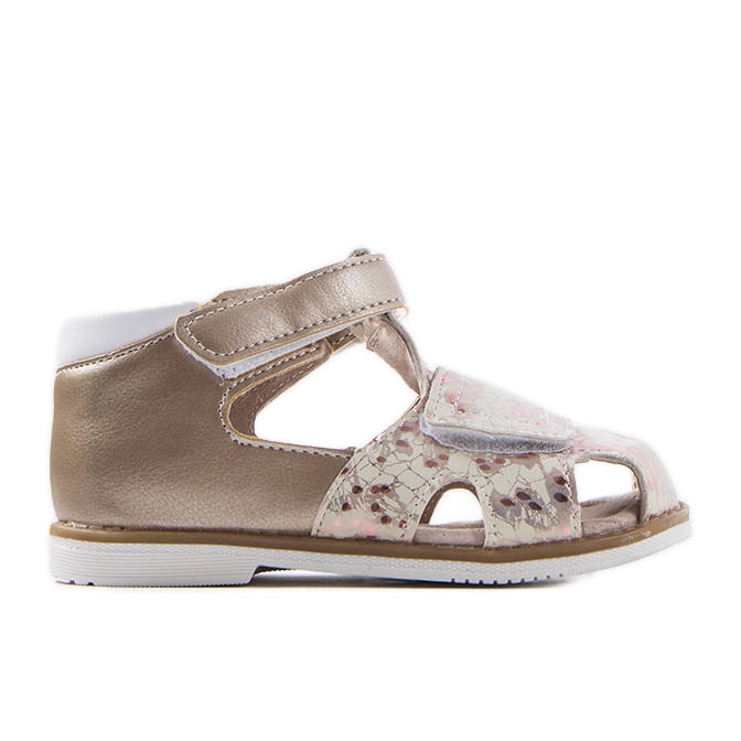 Goldene Sandalen mit einer Compagnon-Innensohle aus Leder