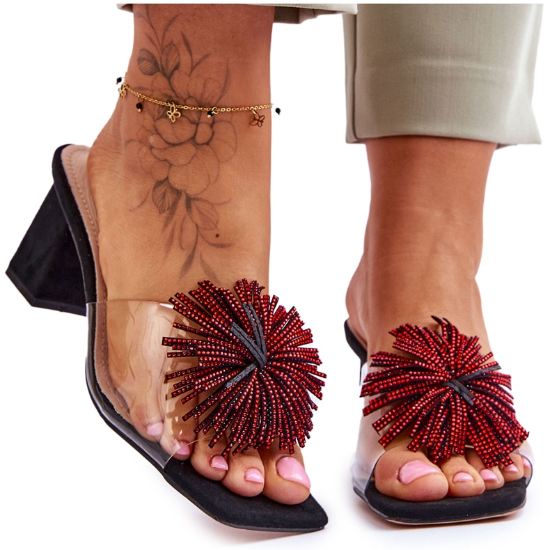 Frauen transparente High Heels S.Barski KV-AP658-1 Schwarz