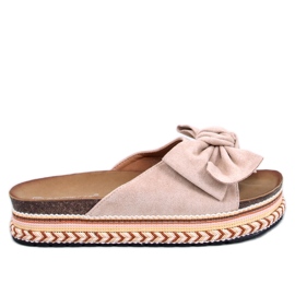 Sandalen mit hoher Sohle und Schleife von Delair Beige