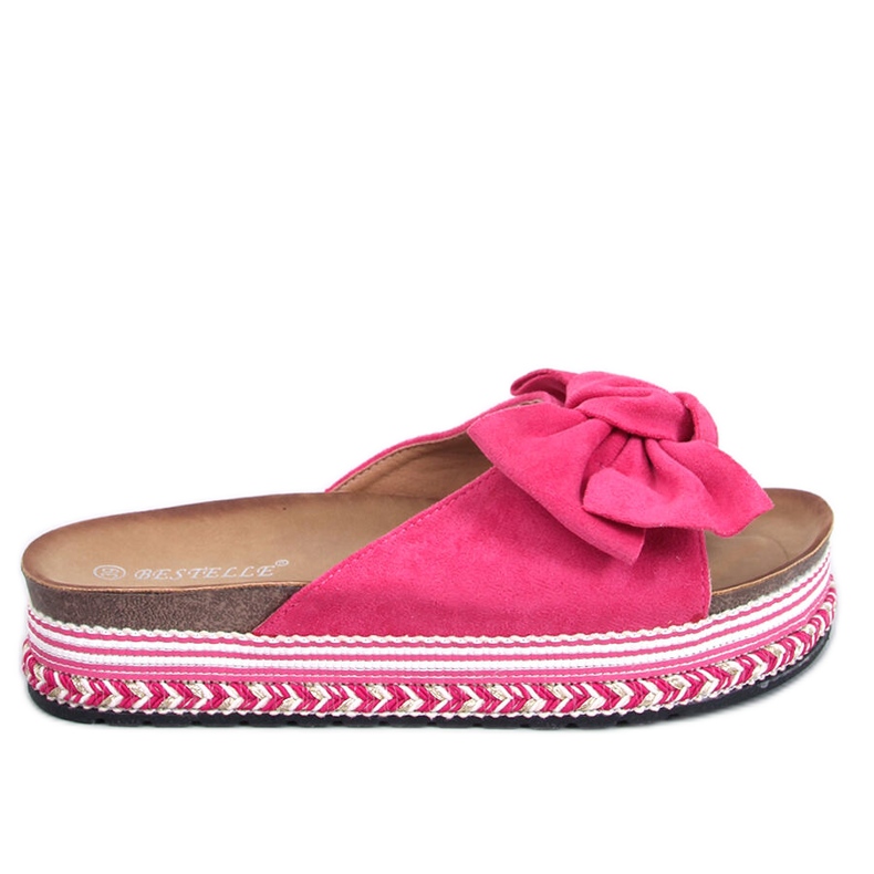 Delair Fuchsia Hausschuhe mit hoher Sohle und Schleife rosa