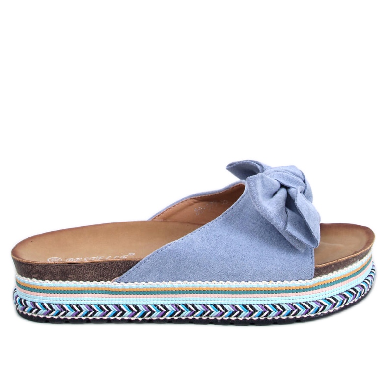 Blaue Sandalen mit hoher Sohle und Schleife von Delair