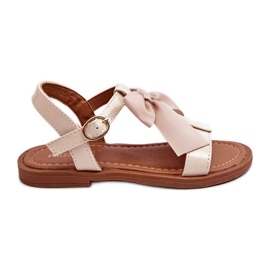 Lackierte Kindersandalen mit Schleife, beige Netina