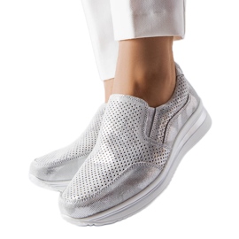 Silberne Sneakers mit durchbrochenem Keilabsatz