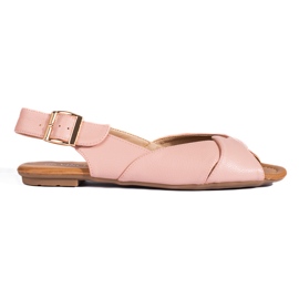 Rosa flache Sandalen aus Lederimitat von Vinceza