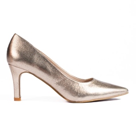Klassische goldene Shelovet-Pumps für Damen mit hohem Absatz