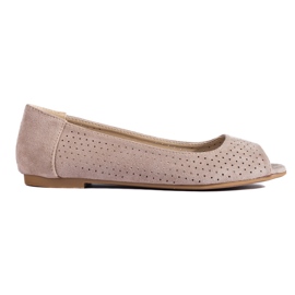 Beige durchbrochene Ballerinas für Damen Shelovet