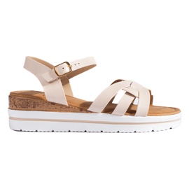 Damensandalen mit niedrigem Keilabsatz Shelovet Beige