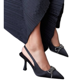 Schwarze High-Heel-Sandalen mit Schleife von Didier