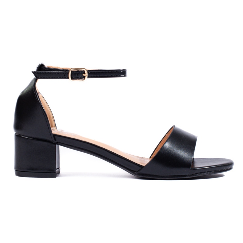 Klassisch-elegante Damensandalen mit niedrigem Absatz von Shelovet in Schwarz