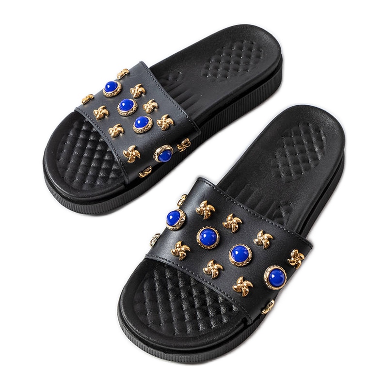 Schwarz verzierte Pantoletten von Montesarchio