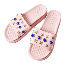 Rosa verzierte Pantoletten von Montesarchio