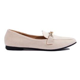 Beigefarbene, mit Wildleder verzierte Slip-on-Loafer von Shelovet